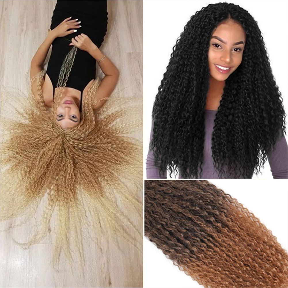 

Curl Ombre Crochet Braiding Hair Extensions Marly Hair Synthetic Crochet Hair Afro Yaki Kinky Curly Soft Blond Light Color