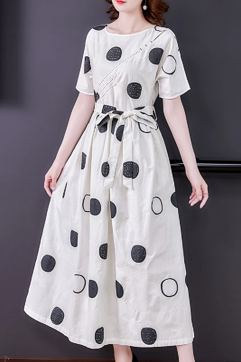 COIGARSAM 3XL Plus Size Polka Dot Women Long dress New Summer Cotton Linen High Waist Dresses 6218
COIGARSAM 3XL Plus Size Polka Dot Women Long dress New Summer Cotton Linen High Waist Dresses 6218