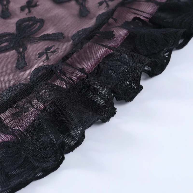 Summer Party Sexy Black Mesh Pink Small Sling Top Women's Suit Contrast Lace Bow Print Thin Shoulder Strap
Summer Party Sexy Black Mesh Pink Small Sling Top Women's Suit Contrast Lace Bow Print Thin Shoulder Strap