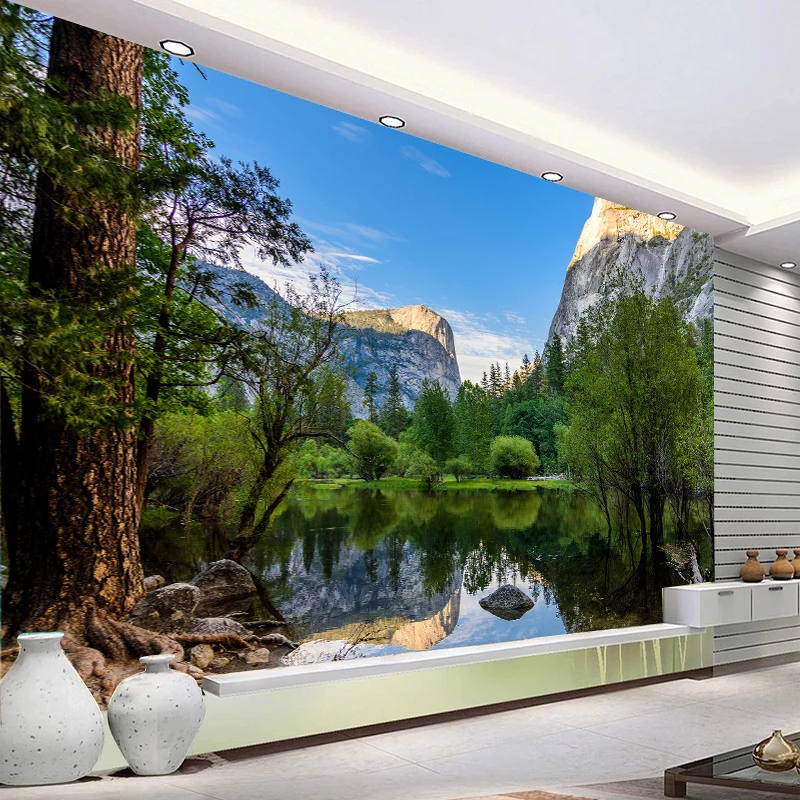 

Custom 3D Photo Wall Mural Natural Scenery Forest And Lake Wallpaper For Living Room TV Background Wall Paper Home Decor Fresco