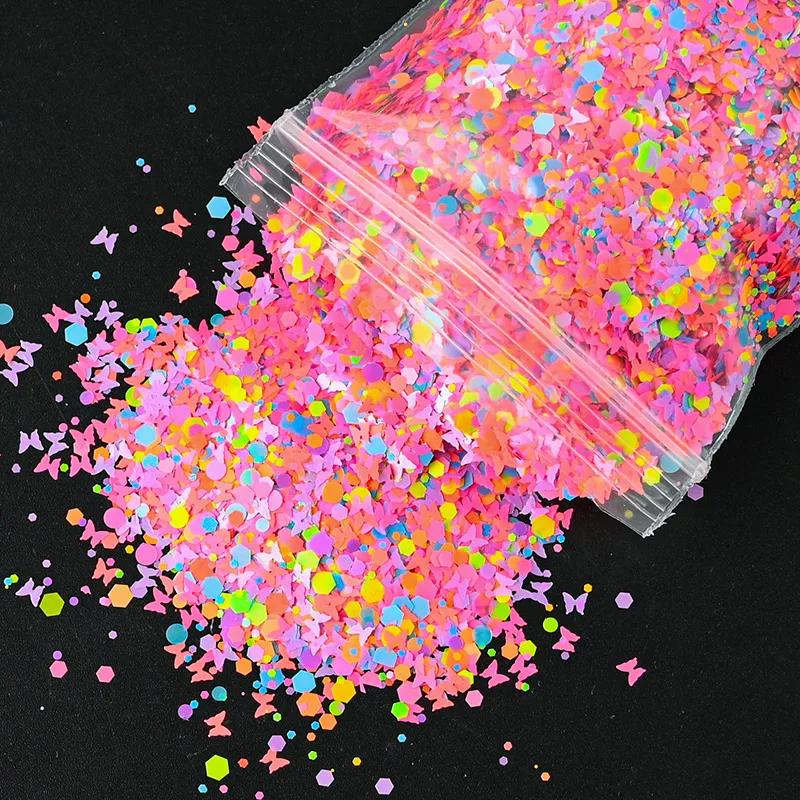 50g/bag Fluorescent Ultra-thin Heart, Butterfly, Hexagon, Square Sequin Luminous Effect 3D Nail Art Sequins Glitter Flakes #HJ38
50g/bag Fluorescent Ultra-thin Heart, Butterfly, Hexagon, Square Sequin Luminous Effect 3D Nail Art Sequins Glitter Flakes #HJ38