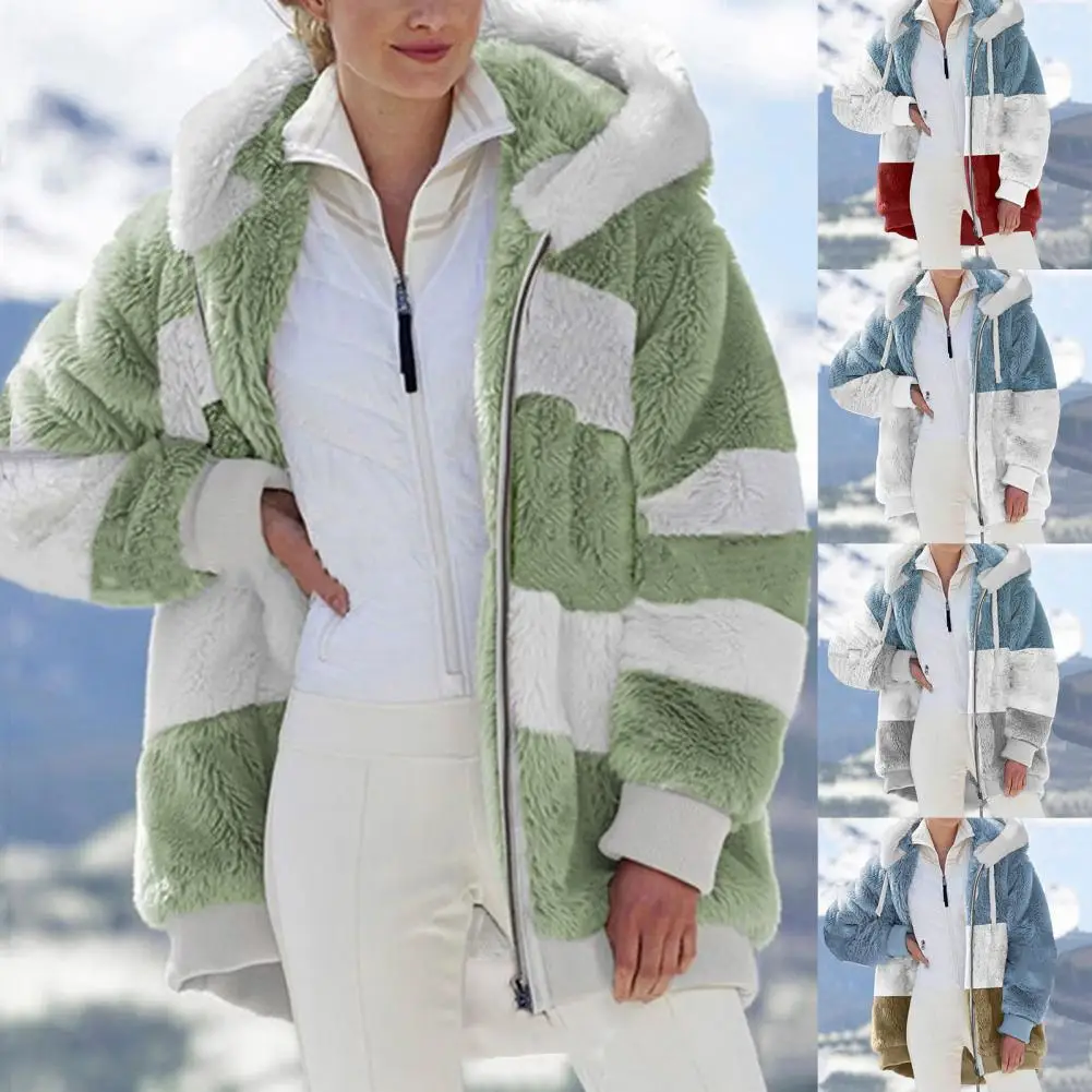 Winter Women Plush Coat Zipper Closure Long Sleeve Fleece Jacket Plush Patchwork Color Hooded Casual Women Ladies Parka Jacket
Winter Women Plush Coat Zipper Closure Long Sleeve Fleece Jacket Plush Patchwork Color Hooded Casual Women Ladies Parka Jacket