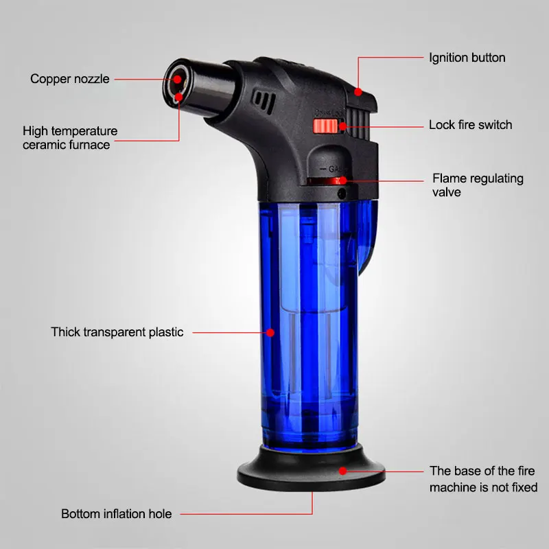 High Jet Butane Flame Clear Gas Refillable Body Design Adjustable Butane Torch Lighter BBQ Tools Flame Ignition Tool
High Jet Butane Flame Clear Gas Refillable Body Design Adjustable Butane Torch Lighter BBQ Tools Flame Ignition Tool