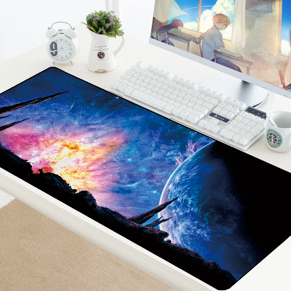 Космический большой художественный коврик для мыши XL резиновый компьютерный