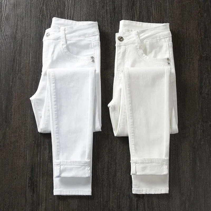 2021 New Spring Autumn Women White Denim Jeans Korean High Waist High Elastic Stretch Jeans Female Denim Skinny Pencil Pant 720
2021 New Spring Autumn Women White Denim Jeans Korean High Waist High Elastic Stretch Jeans Female Denim Skinny Pencil Pant 720