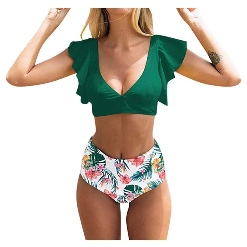 Floral Ruffled Hem Bikini Set Women Flora V-neck High-waisted Two Piece Swimsuit Girl Beach Bathing Suit Swimwear Biquinis 2021
Floral Ruffled Hem Bikini Set Women Flora V-neck High-waisted Two Piece Swimsuit Girl Beach Bathing Suit Swimwear Biquinis 2021