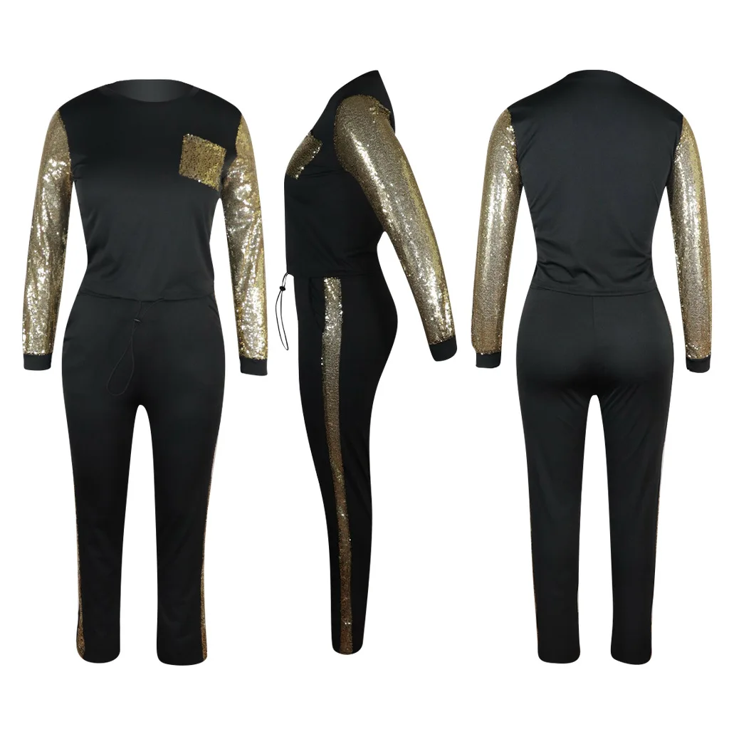 Patchwork Two Piece Set Sequin Sweatshirt Crop Top and Long Pants with Pocket Fall Winter Casual High Street Outfit Tracksuit
Patchwork Two Piece Set Sequin Sweatshirt Crop Top and Long Pants with Pocket Fall Winter Casual High Street Outfit Tracksuit