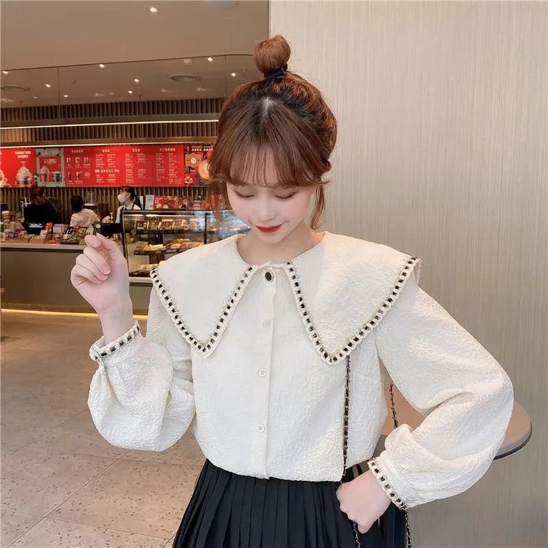 Women Button Shirt Korean Black Big Sharp Turn Down Collar Blouse Tops Autumn Blouses Clothing Office Lady Shirts Blusas Mujer
Women Button Shirt Korean Black Big Sharp Turn Down Collar Blouse Tops Autumn Blouses Clothing Office Lady Shirts Blusas Mujer