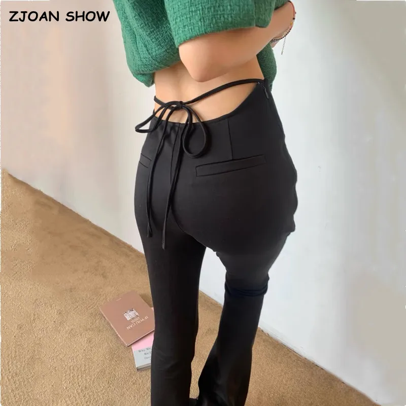 Sexy Lacing up Bandage Low Waist Black Skinny Flare Pants Cuff Asymmetry Women Trousers Women Slim Pants
Sexy Lacing up Bandage Low Waist Black Skinny Flare Pants Cuff Asymmetry Women Trousers Women Slim Pants