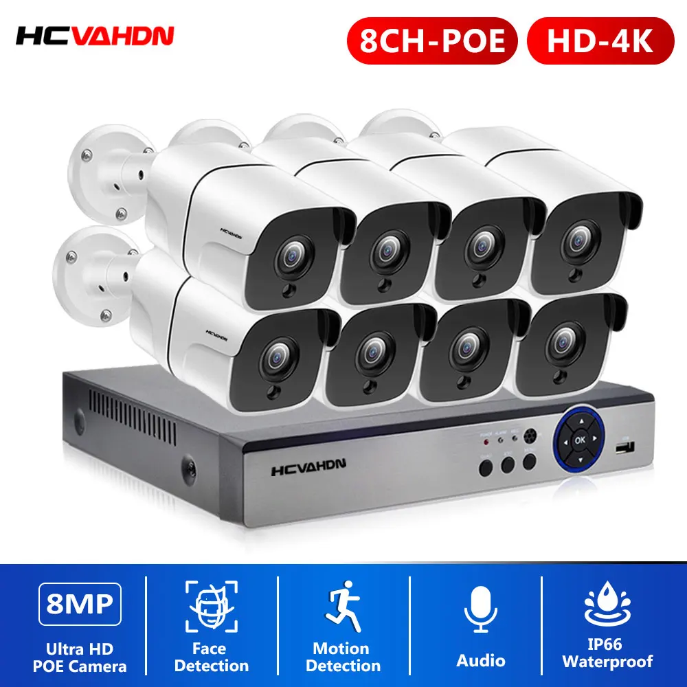 4K Ultra HD 8MP 8ch CCTV Camera Kits Video Surveillance System H.265 Audio Record Outdoor Face/Motion Detection POE IP Camera
4K Ultra HD 8MP 8ch CCTV Camera Kits Video Surveillance System H.265 Audio Record Outdoor Face/Motion Detection POE IP Camera