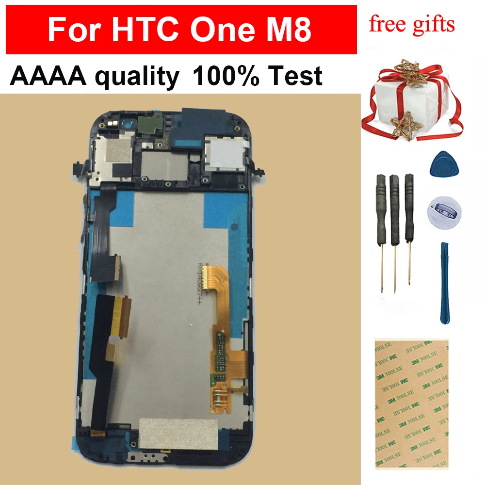 100% тест для htc One M8 полный сенсорный экран дигитайзер панель Стекло сенсор + ЖК