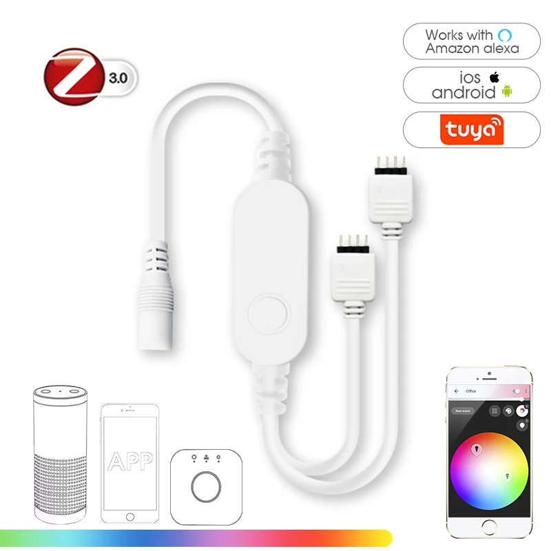 Умная мини-светодиодная лента Zigbee, контроллер RGB, RGBW, управление освесветильник, управление через приложение Hu * e, работа с Alexa Echo Plus
Умная мини-светодиодная лента Zigbee, контроллер RGB, RGBW, управление освесветильник, управление через приложение Hu * e, работа с Alexa Echo Plus