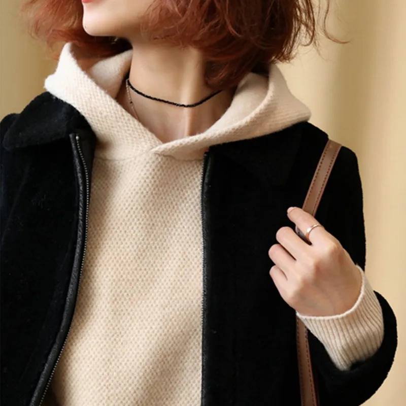 2021 Cashmere Hoodie Women's Casual loose wool knit hoodie sweater in solid color with base womens winter sweaters autumn
2021 Cashmere Hoodie Women's Casual loose wool knit hoodie sweater in solid color with base womens winter sweaters autumn
