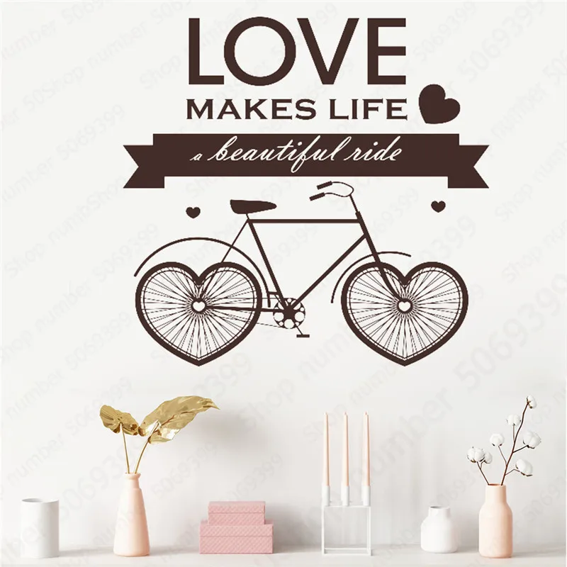 Love Makes Life a beautiful life Quote Wall Sticker Large Size Heart Bicycle Wall Decal Living Room Bedroom Easy Wall Art LW635
Love Makes Life a beautiful life Quote Wall Sticker Large Size Heart Bicycle Wall Decal Living Room Bedroom Easy Wall Art LW635
