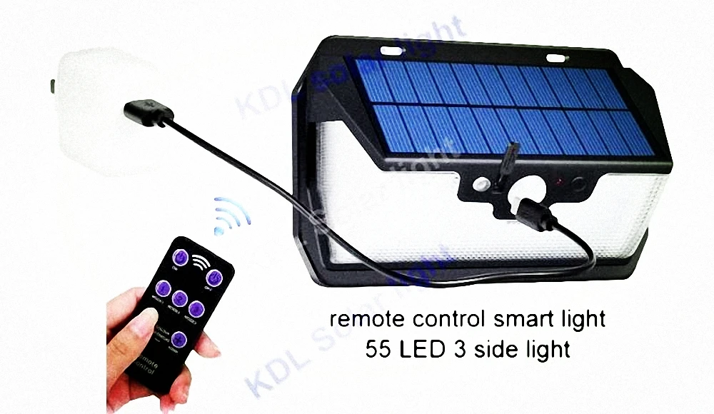55 LED 900lm Solar Light remote control radar smart 3 side lighting Great Microwa IP camp street wall lamp yard ca
55 LED 900lm Solar Light remote control radar smart 3 side lighting Great Microwa IP camp street wall lamp yard ca
