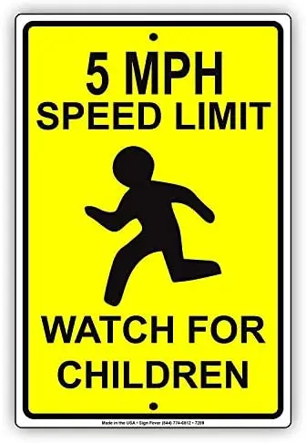 Warning Sign 5 MPH Speed Limit Watch for Children Caution Notice Road Sign Business Sign Aluminum Metal Tin Sign
Warning Sign 5 MPH Speed Limit Watch for Children Caution Notice Road Sign Business Sign Aluminum Metal Tin Sign