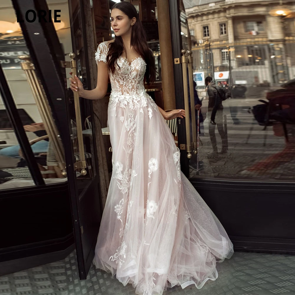 LORIE Elegant Lace Appliques Wedding Dresses 2020 Summer Light Pink Beach Boho Bridal Gown Plus Size Cap Sleeve Vintage Marriage
LORIE Elegant Lace Appliques Wedding Dresses 2020 Summer Light Pink Beach Boho Bridal Gown Plus Size Cap Sleeve Vintage Marriage