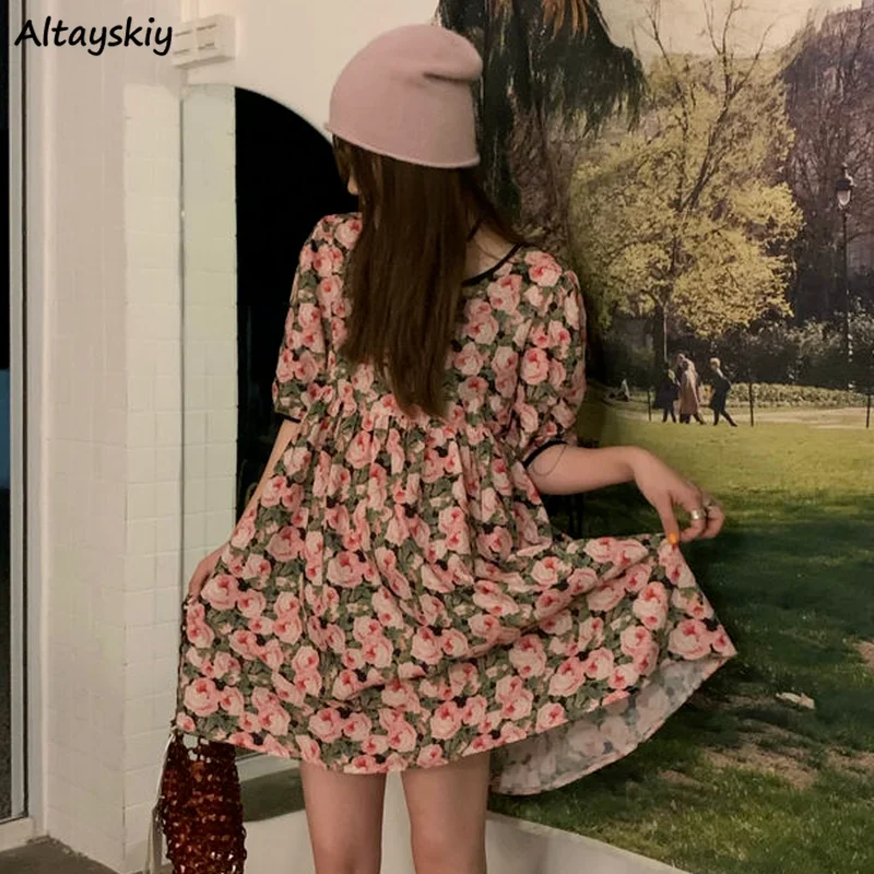 Dresses Women Above Knee Stylish Printing Puff Short Sleeve Summer O-Neck Sweet Korean Version Stylish Loose Vestidos Prevalent
Dresses Women Above Knee Stylish Printing Puff Short Sleeve Summer O-Neck Sweet Korean Version Stylish Loose Vestidos Prevalent