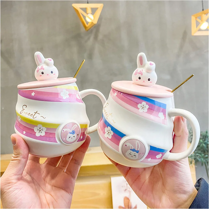 Cute cute rabbit ceramic cup spiral pot belly mug pink girl heart water cup with lid spoon girl office coffee cup couple cup
Cute cute rabbit ceramic cup spiral pot belly mug pink girl heart water cup with lid spoon girl office coffee cup couple cup