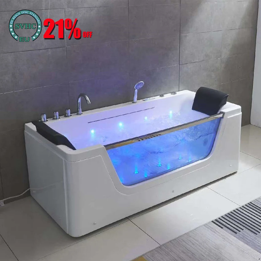 

Белая акриловая ванна с джакузи 1,4 м, отдельно стоящая термостатическая ванна, спа-массажная ванна с поддержкой шеи, комнатная ванна для ван...