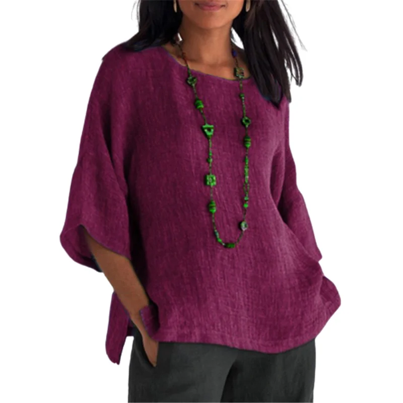 Vintage Cotton linen Shirt Autumn New Large Size S-5XL Three Quarter Solid Color Loose Women Blouse Tops Streetwear Casual Shirt 
Vintage Cotton linen Shirt Autumn New Large Size S-5XL Three Quarter Solid Color Loose Women Blouse Tops Streetwear Casual Shirt