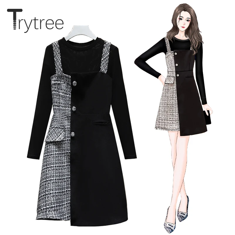 Trytree 2020 зимние из двух частей для женщин наборы для ухода за кожей повседневные Эластичный Классический свитер + лоскутное платье в клетку к...
Trytree 2020 зимние из двух частей для женщин наборы для ухода за кожей повседневные Эластичный Классический свитер + лоскутное платье в клетку к...