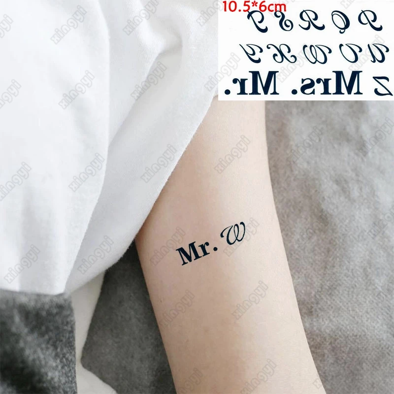 Waterproof Temporary Tattoo Sticker English Letters Gentlemen Lady Mrs & Mr Flash Tatoo Fake Tattoos for Kids Women Men
Waterproof Temporary Tattoo Sticker English Letters Gentlemen Lady Mrs & Mr Flash Tatoo Fake Tattoos for Kids Women Men