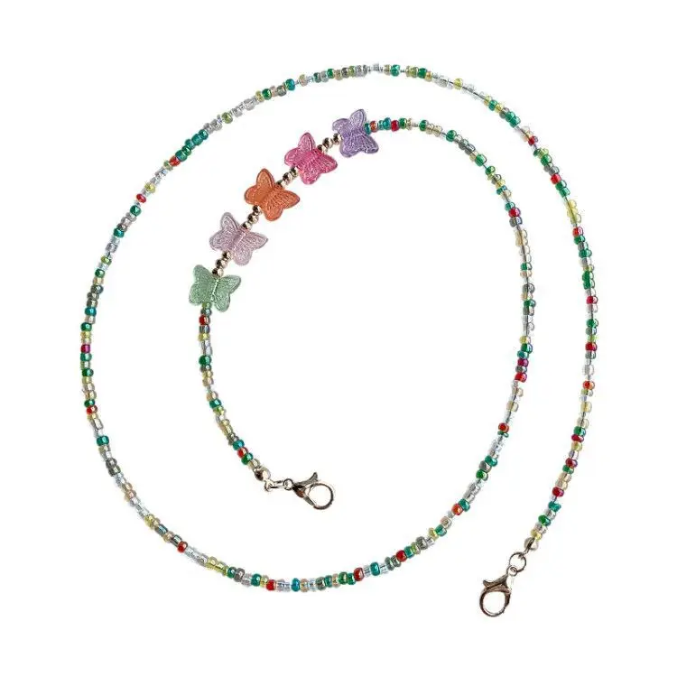 2020 Handmade Crystal Rice Beads Anti-Lost Mask Rope Mask Lanyard Coloful Butterfly Bead Mask Chain Holder
2020 Handmade Crystal Rice Beads Anti-Lost Mask Rope Mask Lanyard Coloful Butterfly Bead Mask Chain Holder