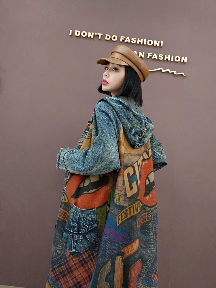 European Station Autumn Winter Fashion Hooded Windbreaker Korean Mink Fur Print Sweater Stitching Denim Jacket Street Fashion
European Station Autumn Winter Fashion Hooded Windbreaker Korean Mink Fur Print Sweater Stitching Denim Jacket Street Fashion