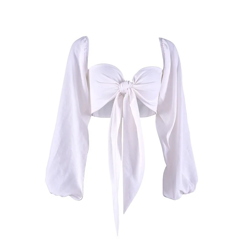 Women's T-shirt Sexy Lace-up Puff Sleeve Halter Fashion Square Collar Wrap Around Bat Wing Sleeve Solid Color Crop Top for Women
Women's T-shirt Sexy Lace-up Puff Sleeve Halter Fashion Square Collar Wrap Around Bat Wing Sleeve Solid Color Crop Top for Women