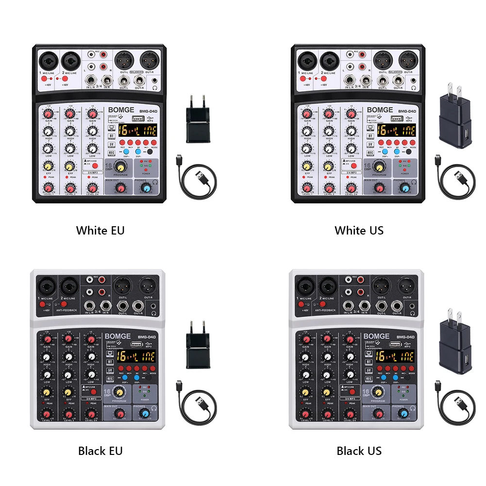4-канальный звуковой микшер, DJ-консоль, Bluetooth-совместимая звуковая карта USB для домашнего караоке KTV с 48 в Phantom
4-канальный звуковой микшер, DJ-консоль, Bluetooth-совместимая звуковая карта USB для домашнего караоке KTV с 48 в Phantom