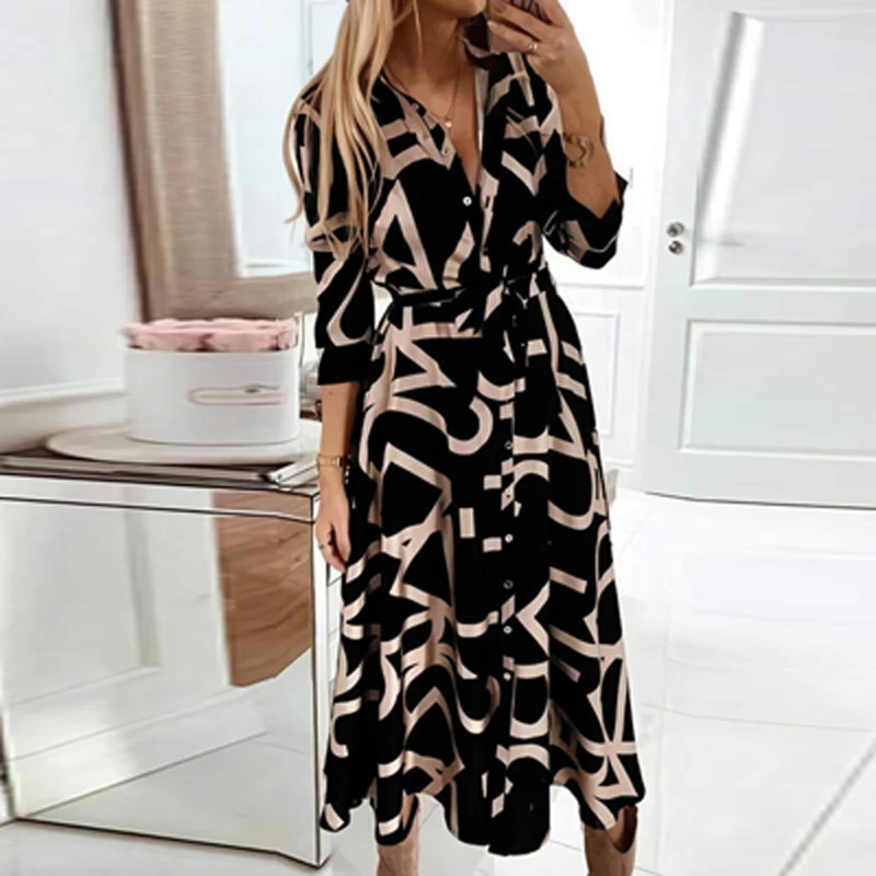 Boho Vintage Pattern Print Long Shirt Dress Women Sexy Single Breasted Spring Party Dress Autumn Long Sleeve Belted Office Dress
Boho Vintage Pattern Print Long Shirt Dress Women Sexy Single Breasted Spring Party Dress Autumn Long Sleeve Belted Office Dress
