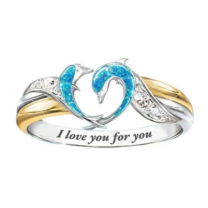 Fashion Double Dolphin Heart Rings for Women Luxury Clear Crystal Women's Engagement Ring Two-tone Gold Plated Wedding Jewelry
Fashion Double Dolphin Heart Rings for Women Luxury Clear Crystal Women's Engagement Ring Two-tone Gold Plated Wedding Jewelry