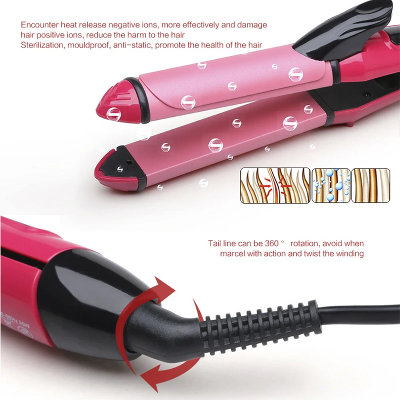 2 in 1 Curler & Straightener Hot Hair Iron Straightener and Curler Hair Curling Irons Curl Ceramic Styling Tools 110-220V
2 in 1 Curler & Straightener Hot Hair Iron Straightener and Curler Hair Curling Irons Curl Ceramic Styling Tools 110-220V