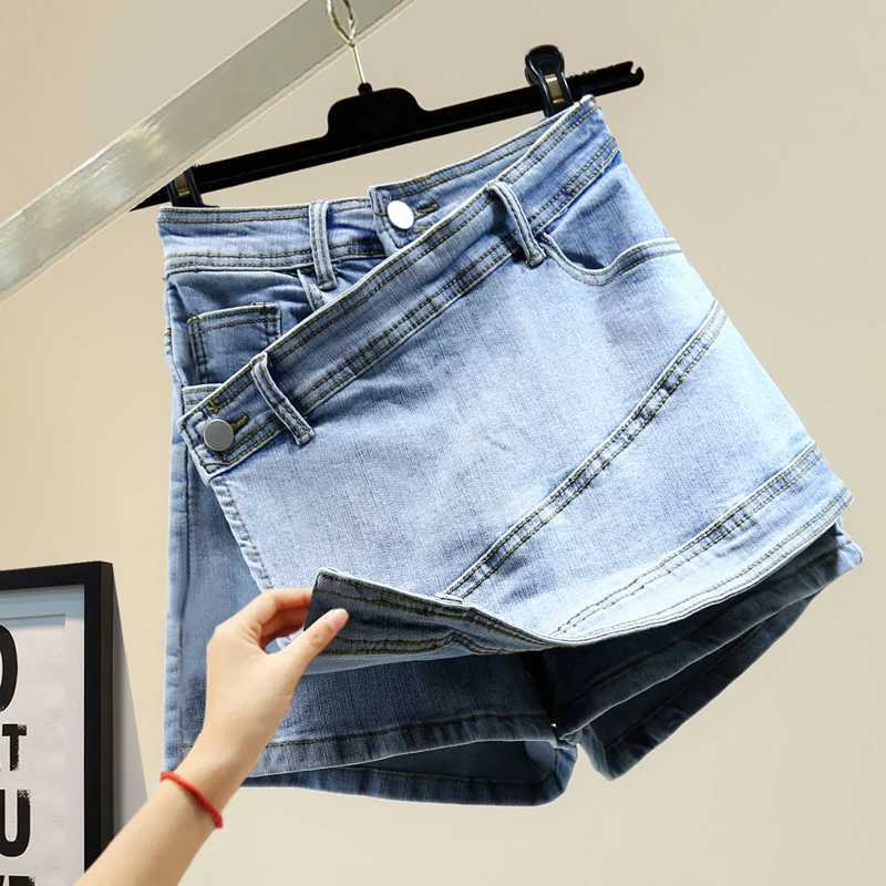 A- Line Irregular Wide-Leg Pants for Women 2021 Summer High Waist Loose Blue Denim Stretch Shorts Girls Jean Shorts Hot Pants
A- Line Irregular Wide-Leg Pants for Women 2021 Summer High Waist Loose Blue Denim Stretch Shorts Girls Jean Shorts Hot Pants