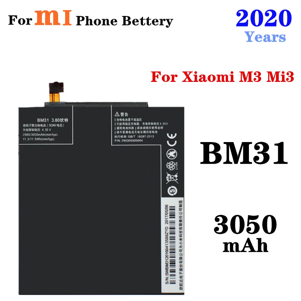 2020 For Xiaomi Phone Battery for Xiaomi M3 Mi3 Mi 3 High Quality Replacement Batteries 3050mAh BM31 Bettery
2020 For Xiaomi Phone Battery for Xiaomi M3 Mi3 Mi 3 High Quality Replacement Batteries 3050mAh BM31 Bettery
