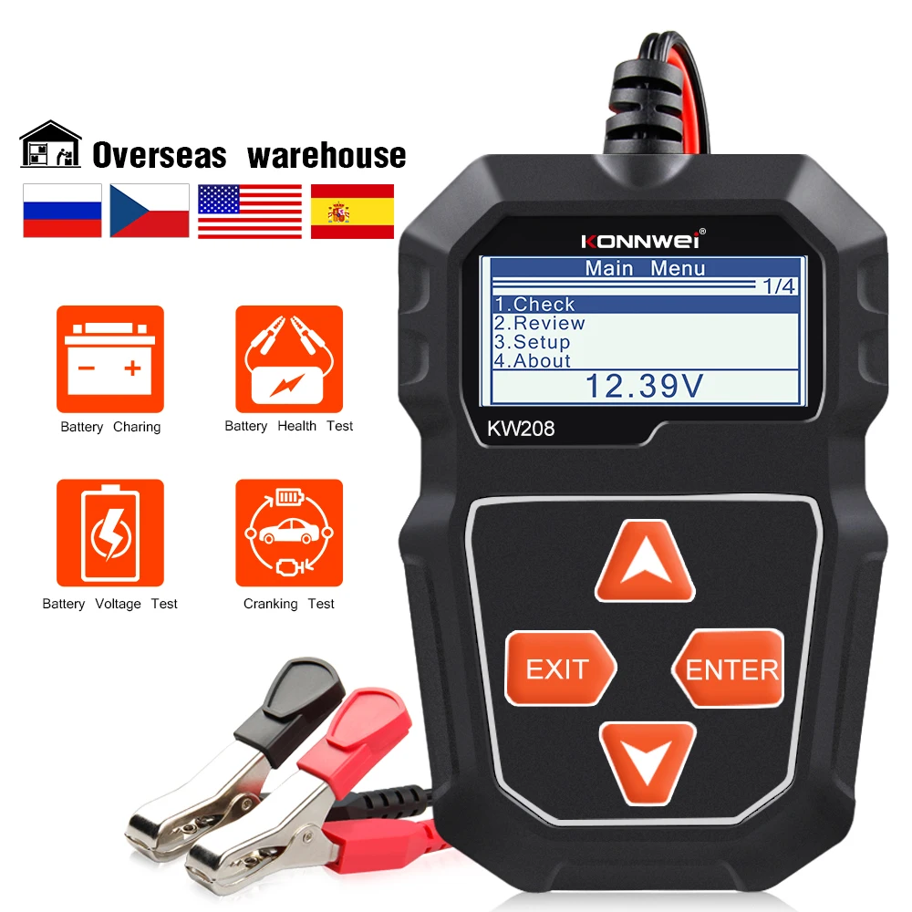 KONNWEI KW208 Car Battery Tester 12V 100 to 2000CCA Cranking Charging Circut Tester Battery Analyzer 12 Volts Battery Tools
KONNWEI KW208 Car Battery Tester 12V 100 to 2000CCA Cranking Charging Circut Tester Battery Analyzer 12 Volts Battery Tools