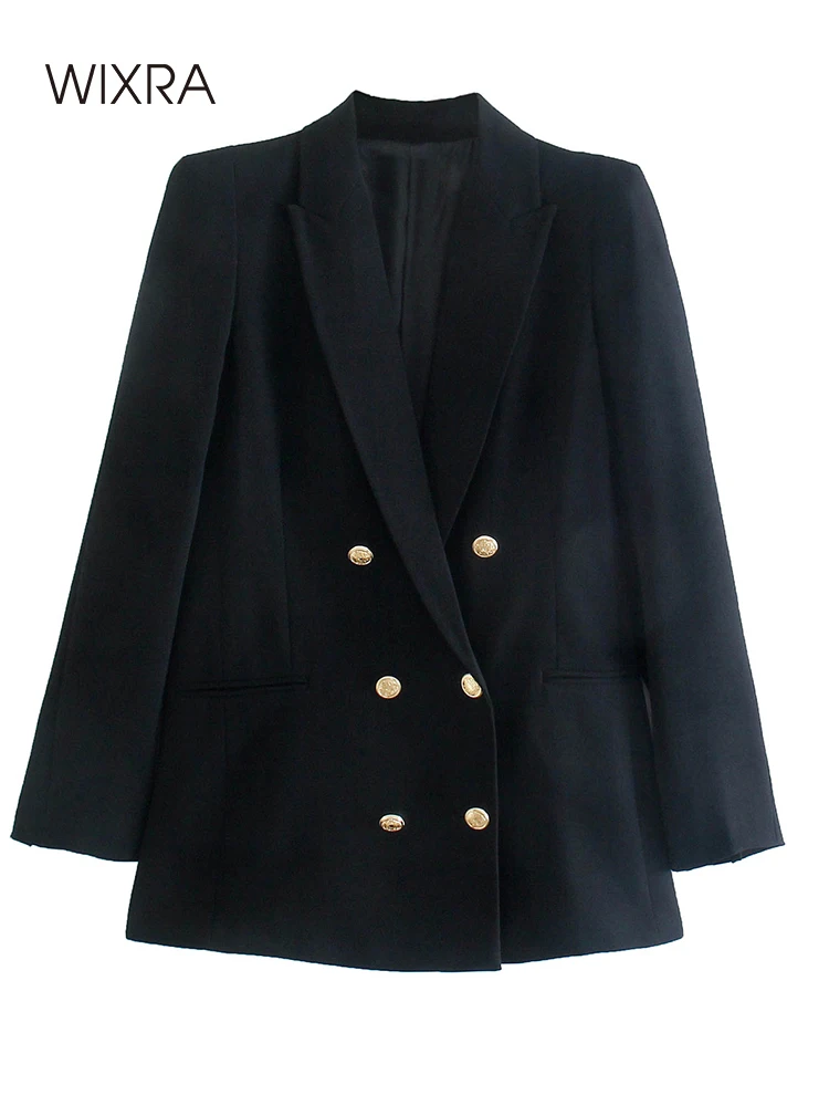 Wixra Women Blazer Solid Double Breasted Notched Collar Fashion Vintage Coat Office Lady Loose Outerwear
Wixra Women Blazer Solid Double Breasted Notched Collar Fashion Vintage Coat Office Lady Loose Outerwear