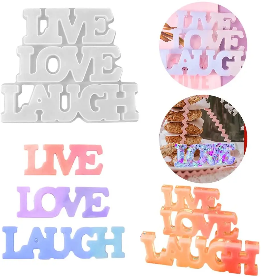 DIY Epoxy Resin Live/Love/Laugh Word Sign mold English Letters Silicone Mold For Room Listing Table Decoration Handmade Crafts
DIY Epoxy Resin Live/Love/Laugh Word Sign mold English Letters Silicone Mold For Room Listing Table Decoration Handmade Crafts