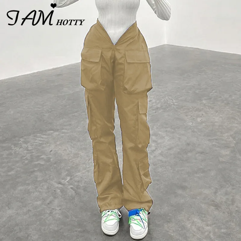 IAMHOTTY Multi Pockets Elastic Low Waist Cargo Pants Women Joggers Casual Wide Leg Baggy Trousers Vintage Sweatpants Y2K Khaki
IAMHOTTY Multi Pockets Elastic Low Waist Cargo Pants Women Joggers Casual Wide Leg Baggy Trousers Vintage Sweatpants Y2K Khaki
