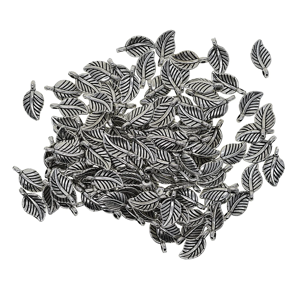 100 шт. тибетское Серебро Цвет 3D Роза лист подвески кулон ювелирные изделия DIY