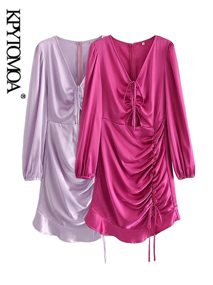 Women Fashion With Tied Hollow Out Pleated Cozy Mini Dress Vintage V Neck Long Sleeve Female Dresses Vestidos Mujer
Women Fashion With Tied Hollow Out Pleated Cozy Mini Dress Vintage V Neck Long Sleeve Female Dresses Vestidos Mujer
