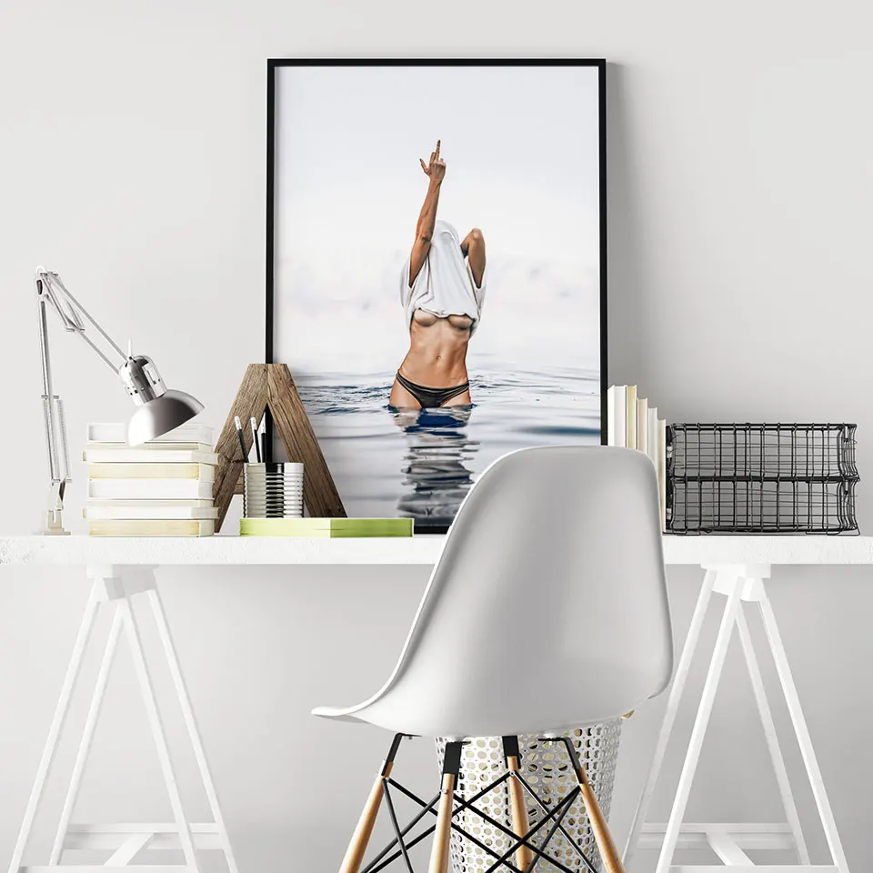 Fashion Black White Poster Sexy Middle Finger Feminist Canvas Painting Wall Art Nude Woman Pictures Modern Living Room Decor
Fashion Black White Poster Sexy Middle Finger Feminist Canvas Painting Wall Art Nude Woman Pictures Modern Living Room Decor