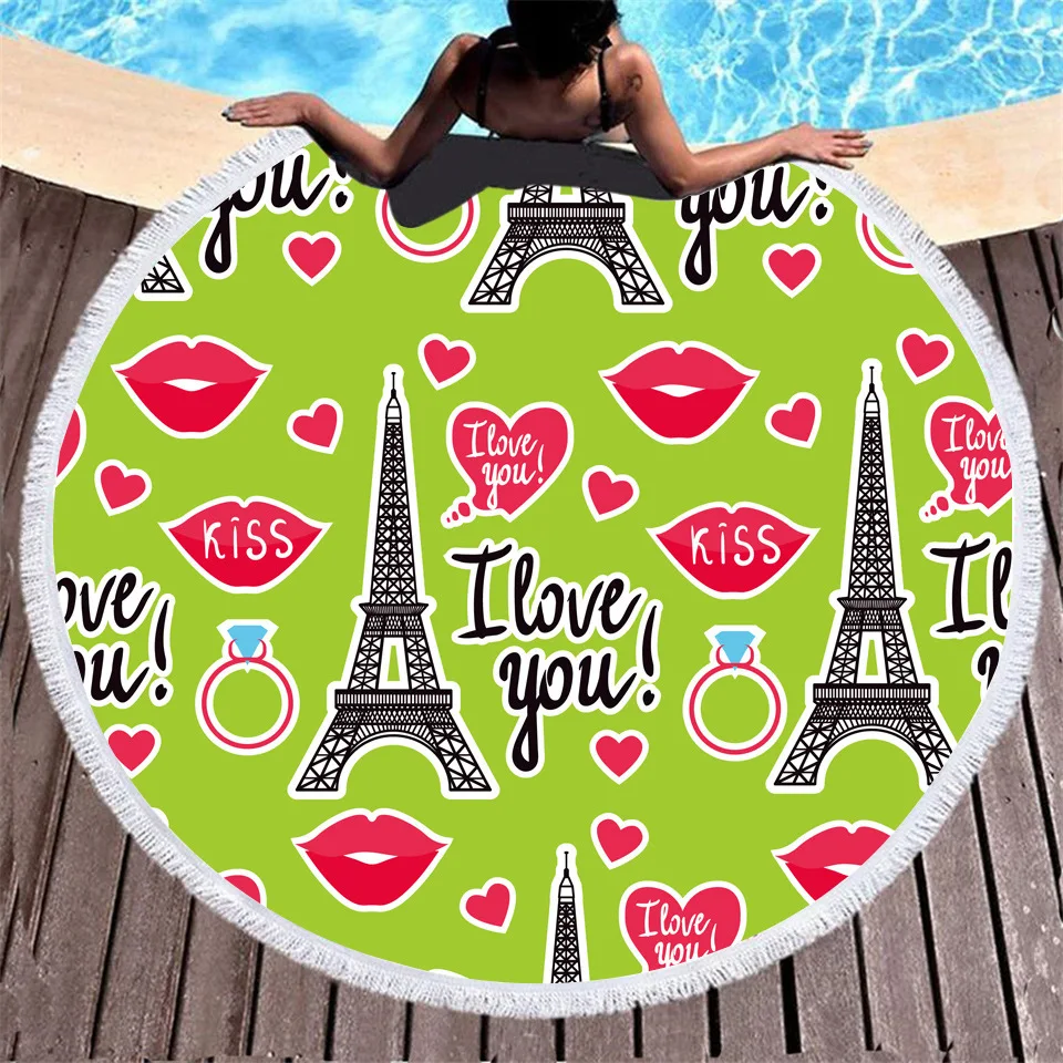 

Quick Dry Microfiber Round Beach Towel for Women Girls Colorful Printed Large 60 Inches Roundie Blanket Mat Beach Towels