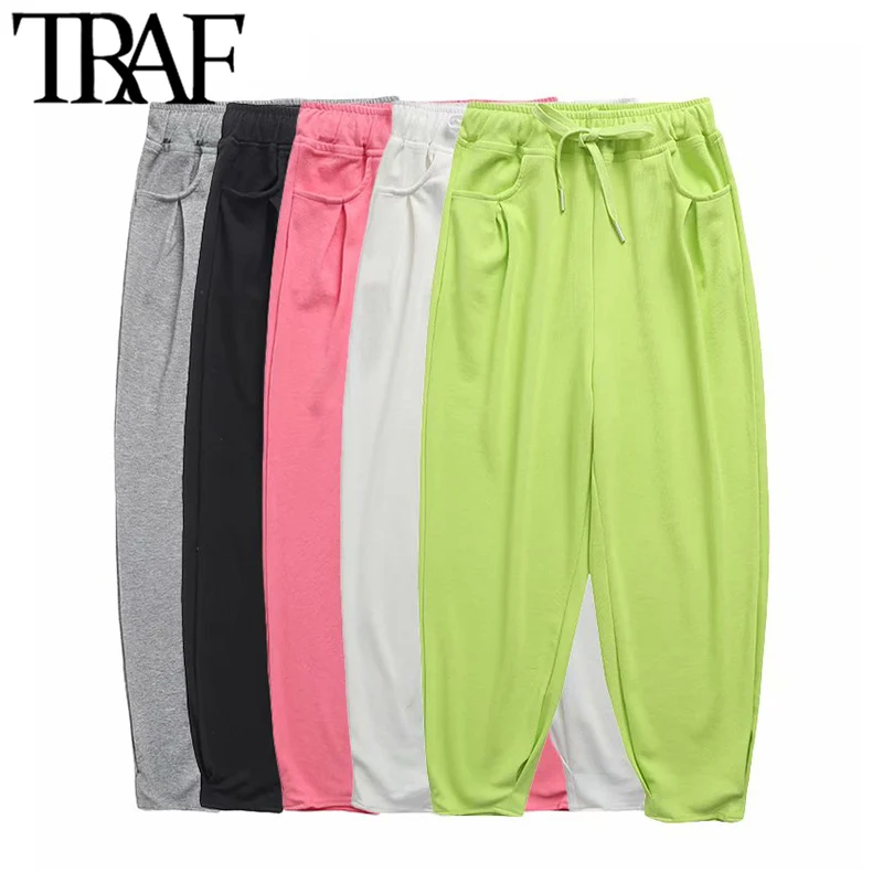 TRAF Women Chic Fashion Side Pockets Harem Pants Vintage High Elastic Waist With Drawstring Female Ankle Trousers Mujer
TRAF Women Chic Fashion Side Pockets Harem Pants Vintage High Elastic Waist With Drawstring Female Ankle Trousers Mujer