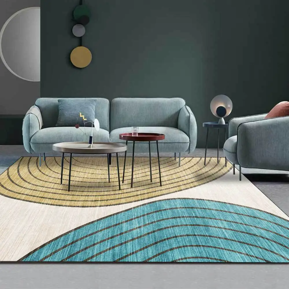 Fashion modern Nordic simple blue yellow stripe curved geometry living room bedroom bedside carpet mat customization
Fashion modern Nordic simple blue yellow stripe curved geometry living room bedroom bedside carpet mat customization