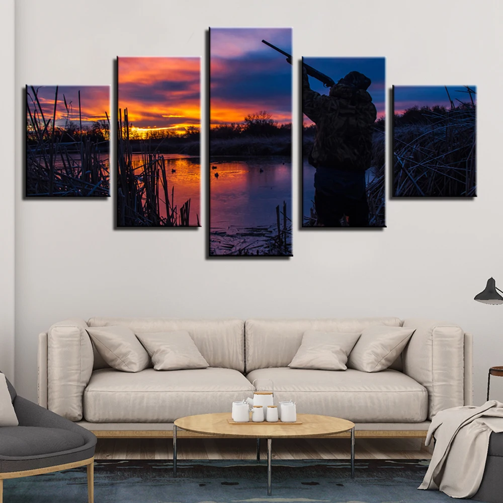 5 шт. Холст Картина Wall Art охотничьего искусства стены изображения животных печати