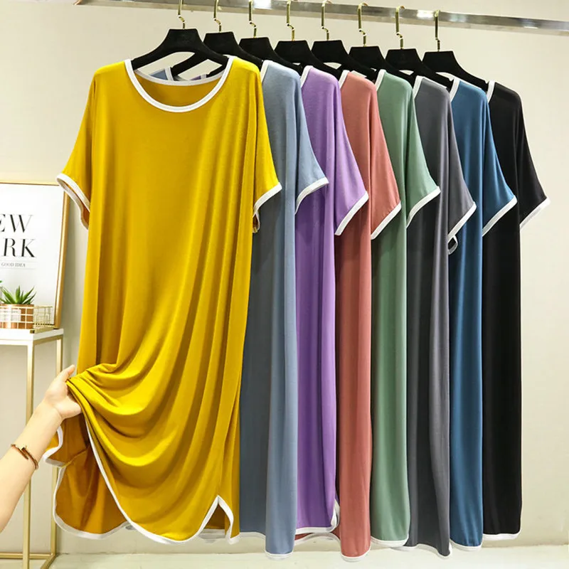 Modal Nightdress Short Sleeve Mom Big Size Loose Homewear Print Soft Sleepwear Fashion Candy Color Sleepdress KPaCotAkoWka
Modal Nightdress Short Sleeve Mom Big Size Loose Homewear Print Soft Sleepwear Fashion Candy Color Sleepdress KPaCotAkoWka