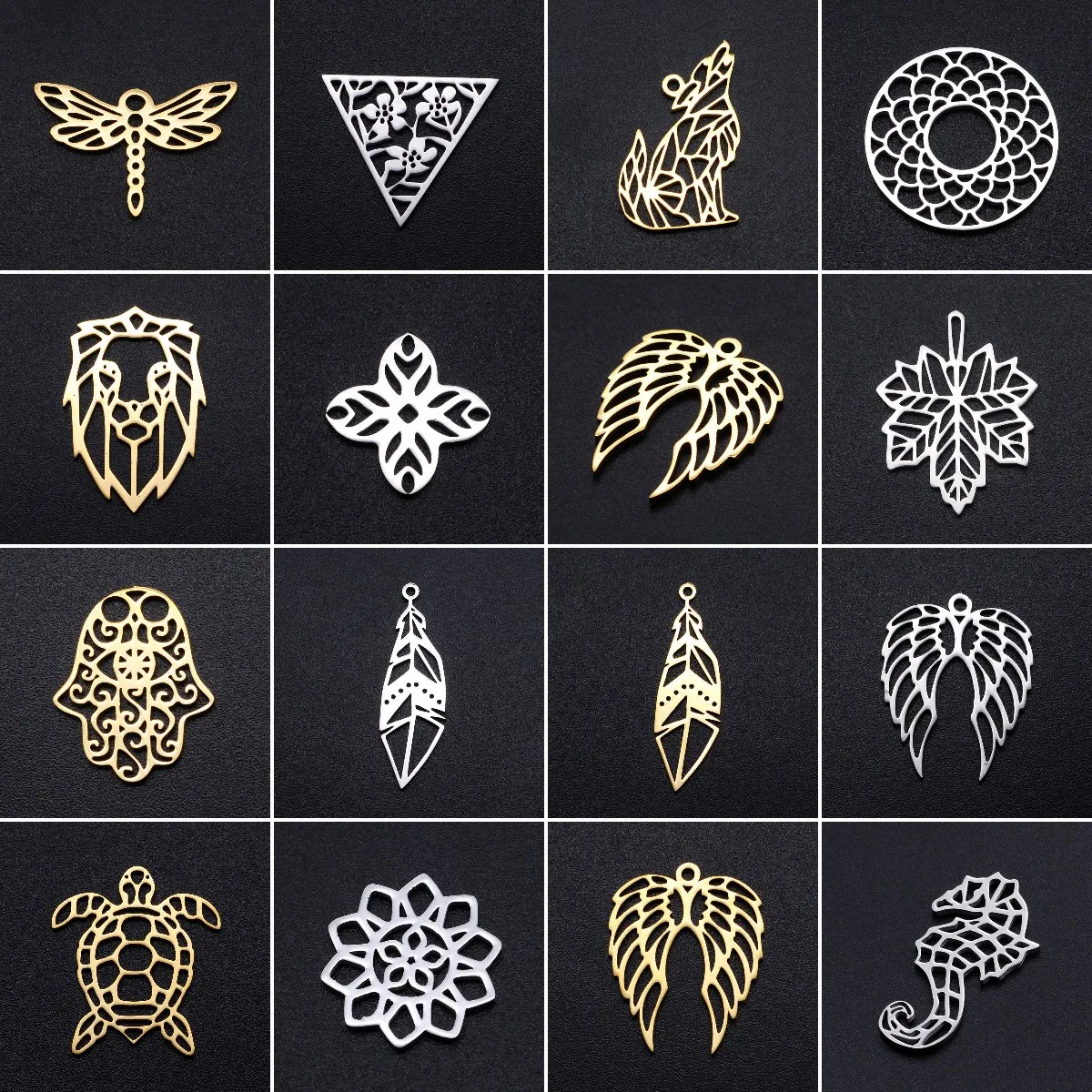 5Pcs 100% Stainless Steel Animal Maple Leaf Flower Wing Charm Hollow Geometric Lucky Pendant For Necklace DIY Jewelry Making
5Pcs 100% Stainless Steel Animal Maple Leaf Flower Wing Charm Hollow Geometric Lucky Pendant For Necklace DIY Jewelry Making
