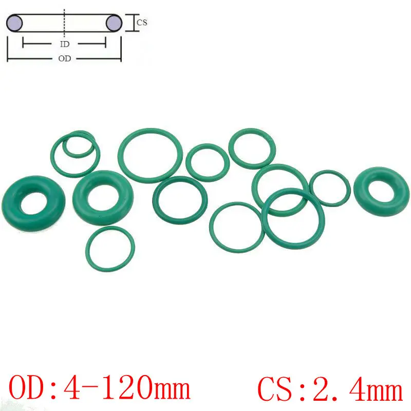Green FKM Fluorine Rubber O Ring O-Ring Oil Sealing Gasket CS 2.4mm OD 4-120mm
Green FKM Fluorine Rubber O Ring O-Ring Oil Sealing Gasket CS 2.4mm OD 4-120mm